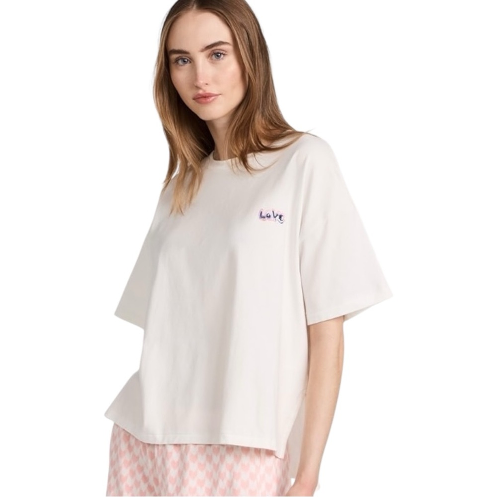 NWT Kerri Rosenthal Off White Boxy Love Artist Wearable Art T-Shirt XS